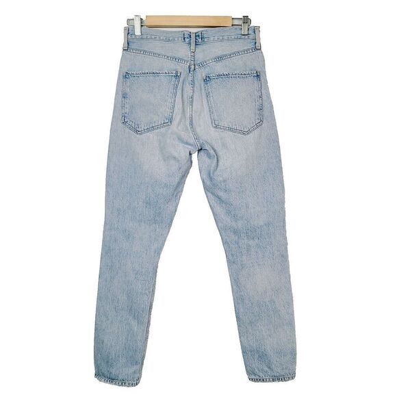 Agolde Jamie Jeans 26 Blue Light Washed High-Rise Distressed‎ Ripped Button Fly - Picture 3 of 12